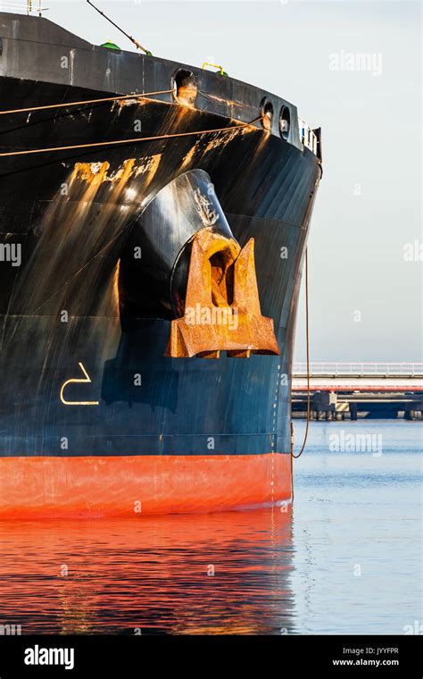 A Bow Of A Tanker Ship With Anchor Stock Photo Alamy