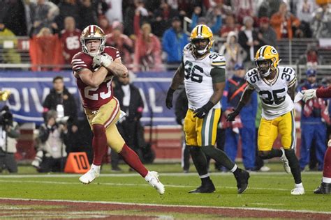 Christian McCaffrey's 2nd TD rallies the 49ers to 24-21 playoff win over Jordan Love and the ...