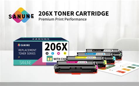 Sanune 206x With Chip High Yield Toner Cartridge 4 Pack