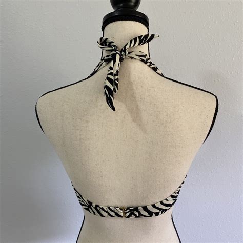 Victorias Secret Bikini Top Botanical Leave Black Wh Gem