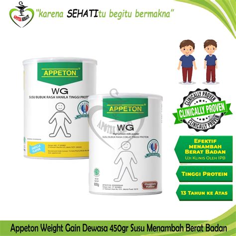 Jual Appeton Weight Gain Dewasa 450 Gram Susu Menambah Berat Badan All