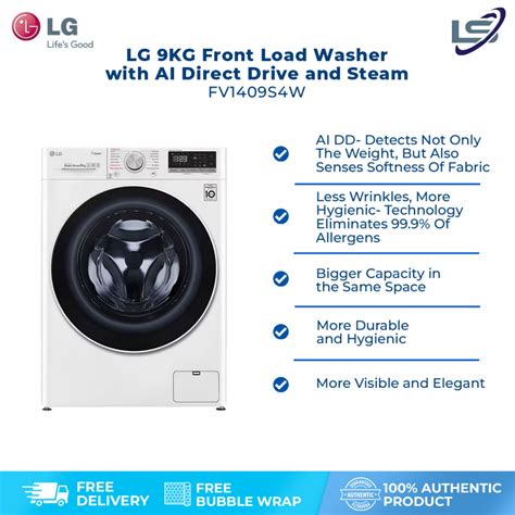 Lg 9kg 12kg 15kg Front Load Washing Machine With Ai Direct Drive And Turbowash Fv1409s4w