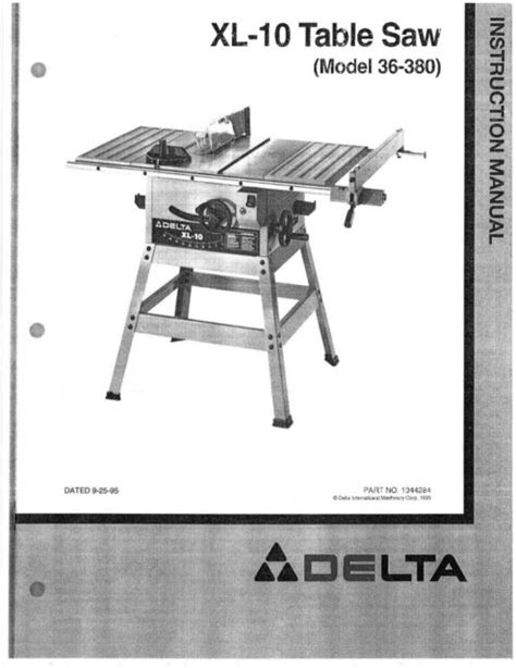 Delta 36 380 Xl 10 Table Saw Instruction Manual Ebay