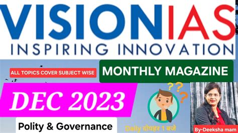 Vision IAS December Monthly Magzine 2023 UPSC Current Affairs Polity