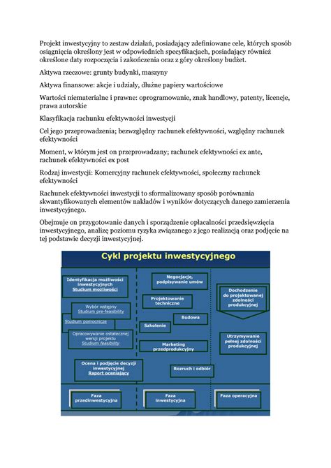 Ocena Projekt W Inwestycyjnych Projekt Inwestycyjny To Zestaw Dzia A