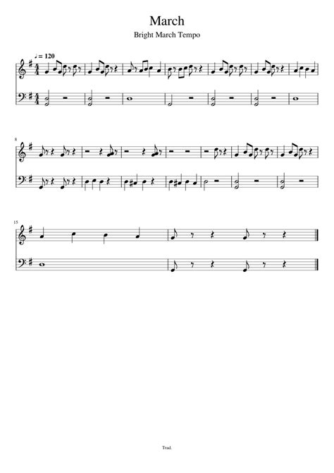 March Trad Sheet Music For Piano Solo Easy