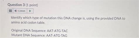 Solved Identify which type of mutation this DNA change is, | Chegg.com