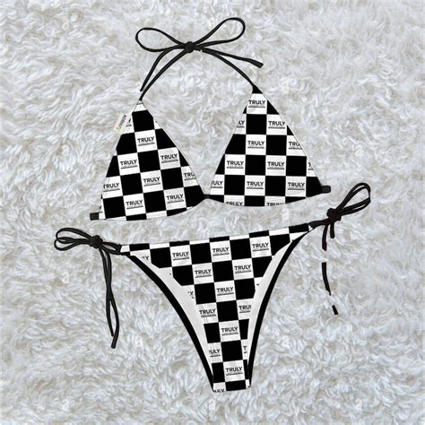 Truly Hard Seltzer Checkerboard Triangle Beach Bikini Tw101