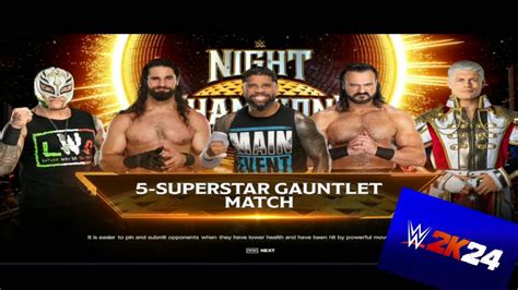 FULL MATCH 5 SUPERSTAR GAUNTLET MATCH WINNER CHALENGE TO ROMAN REIGNS