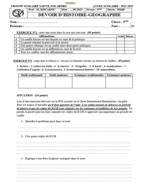 Devoir Hg 5eme Pdf