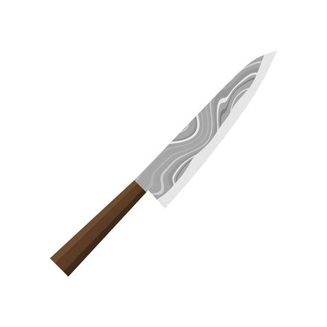 Gyuto Japanese Kitchen Knife Flat Design Illustration Isolated On