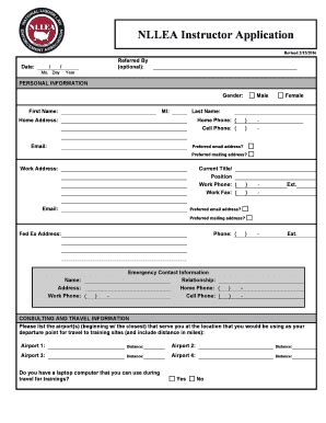 Fillable Online Nllea Nllea Instructor Application Fax Email Print