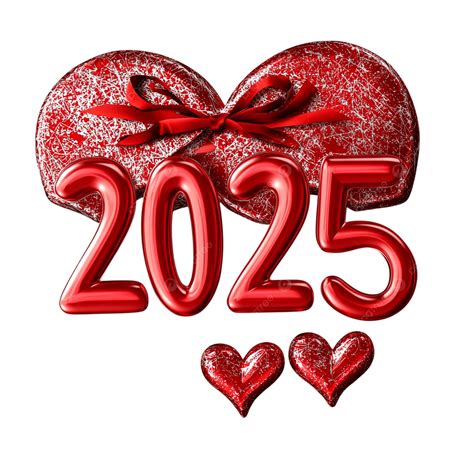 Romantic 2025 Heart Illustration, Keywords 2025 Heart Design, Red Heart