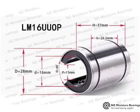 16x28x37 mm (LM16UUOP) Linear Bearing