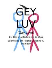 Gay Love GEY LUV Gay Love By Honorio Bartolome De Dios Submitted By Reann Christine A