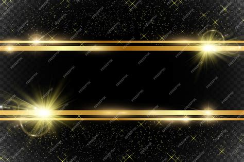 Золотой глиттер с блестящей золотой раме на прозрачном черном фоне ...