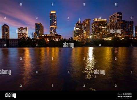 Austin Texas Skyline Cityscape Downtown Usa Austin City Night Sunset