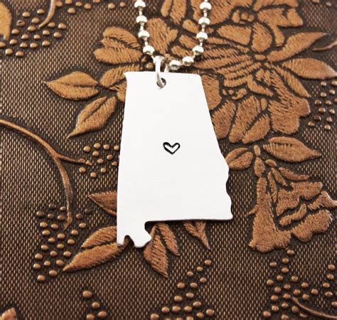 Alabama Necklace Personalized Jewelry Hand Stamped Necklace Long