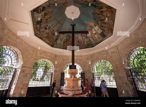 cebu philippines july   visitors  magellans cross