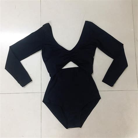 Mua Bikini liền mảnh Đồ bơi nữ tay dài nhún ngực khoét lưng khoét ngực siêu sexy Đẹp giá rẻ