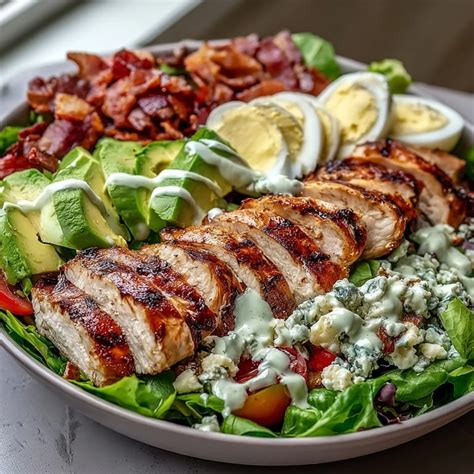 classic cobb salad bowl  grilled chicken bacon avocado blue cheese