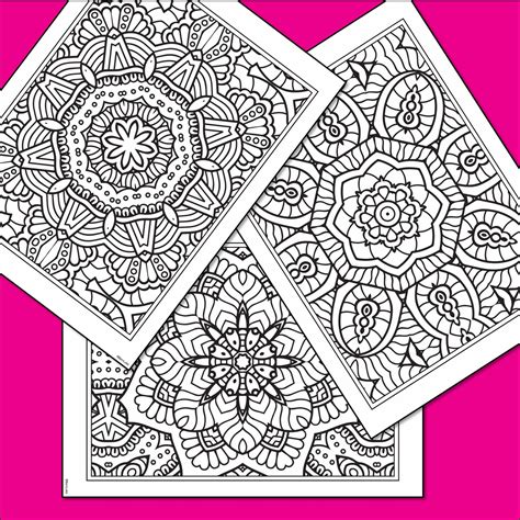 Páginas Para Colorear De Mandalas Hojas Para Colorear Para Etsy México