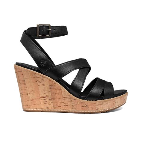 Timberland Womens Danforth Cork Wedge Platform Sandals In Black Lyst