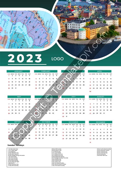Sweden Calendar 2023 With Holidays In Pdf Word And Excel