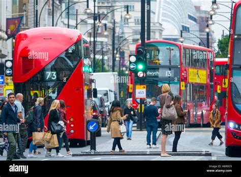 Typical Street View In London At Oxford Street Stock Photo Alamy