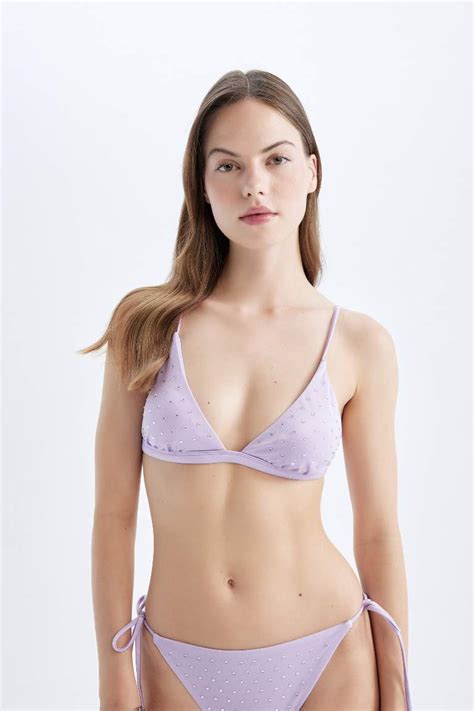 Purple Woman Afra X Defacto Fall In Love Regular Fit Bikini Top Defacto