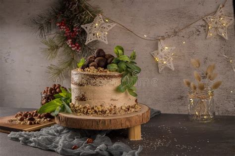 Delicious Naked Coffee And Hazelnuts Cake Stock Image Image Of Naked