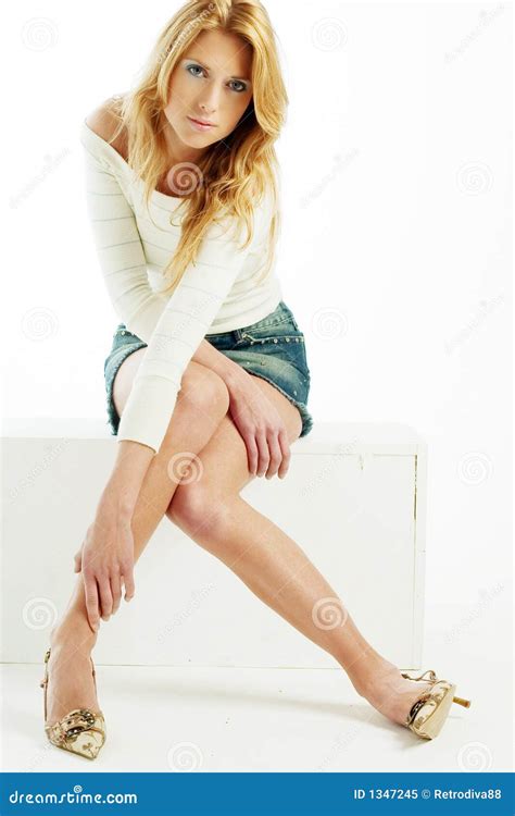 Beautiful Blonde In White Stock Image Image Of Lips Female 1347245