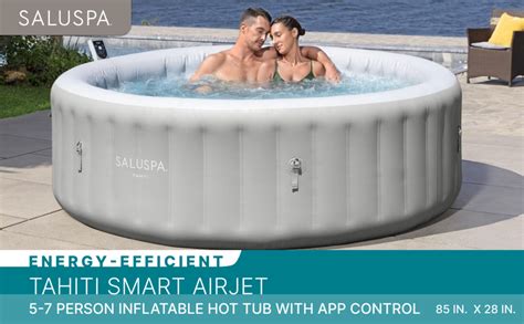 SaluSpa Tahiti Energy Efficient Smart AirJet Inflatable Circle Hot Tub With App Control 5 7