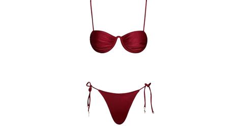 Noire Swimwear Monowire Ruched Bikini Set In Red Lyst Uk
