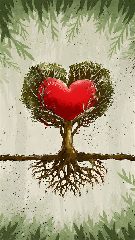 tiny heart shaped tree illustration  stock photo public domain
