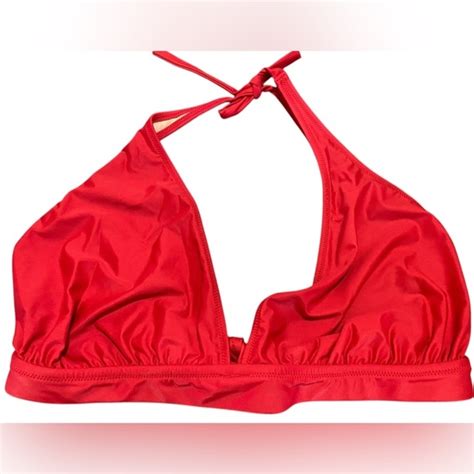 J Crew Swim Nwt Jcrew Red Halter Tie Back Bikini Top Womens 3x Triangle Swim Sexy Beach