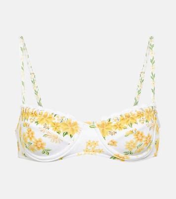 Azaleia Floral Printed Bikini Top In White Farm Rio Mytheresa