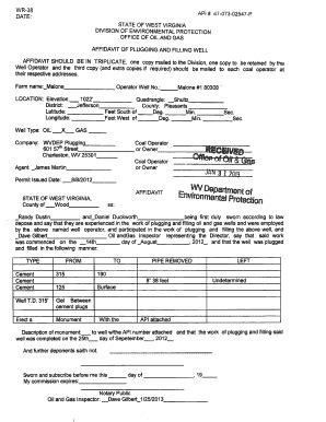 Fillable Online Dep Wv Plugging Affidavits WV Department Of