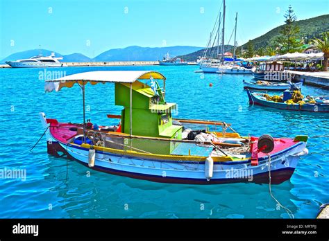 Colourful Fishing Boat S In The Pretty Harbour At The Seaside Resort