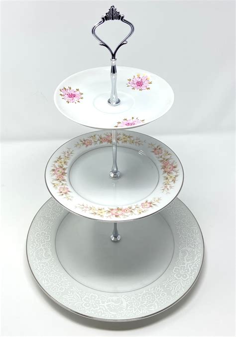 High Tea Three Tiered Cake Stand With Mismatched Antique Etsy