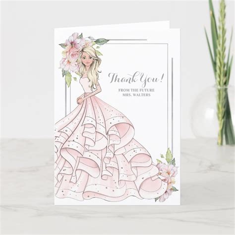 Blonde Bride Bridal Shower Future Mrs Thank You Card Zazzle Blonde Bride Bride Bridal