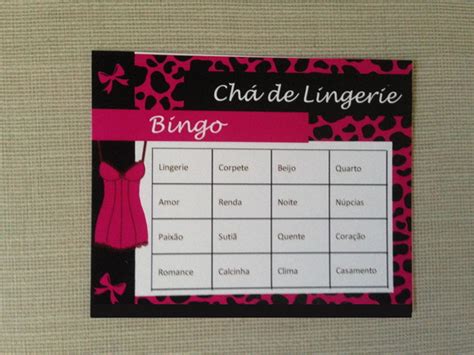 Bingo Chá de Lingerie Oncinha Pink Elo7 Produtos Especiais