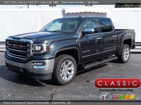 Dark Slate Metallic Gmc Sierra Slt Crew Cab Wd Jet Black