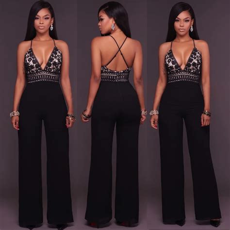 2017 New Fashion Women Sexy Boot Cut Jumpsuits Bodysuits Lady Night