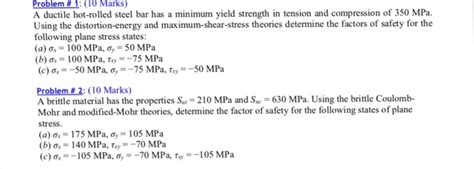 Solved Problem Marks A Ductile Hot Rolled Steel Bar Chegg
