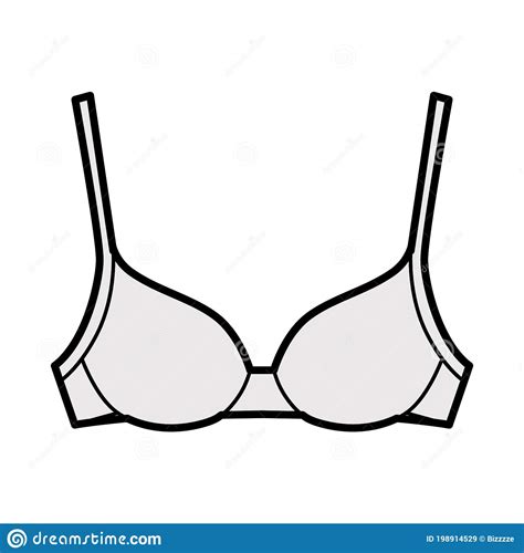 Bra Contour Molded Cup Lingerie Technical Fashion Illustration With