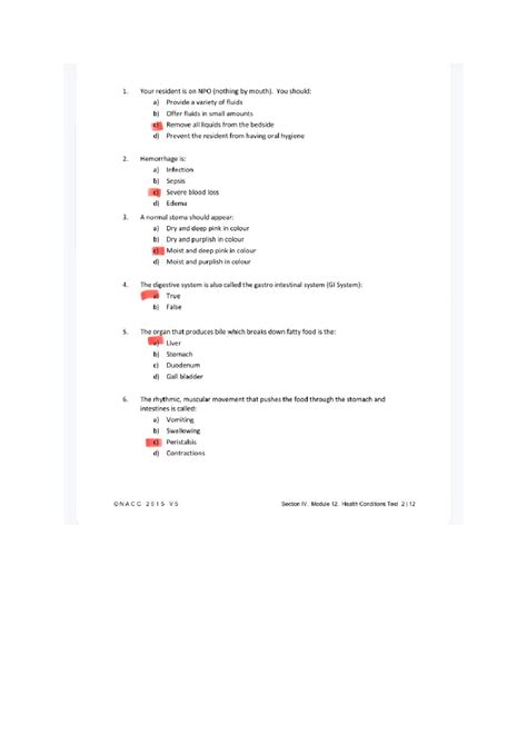 Module 12 Health Conditions Test - PSW1 - Studocu