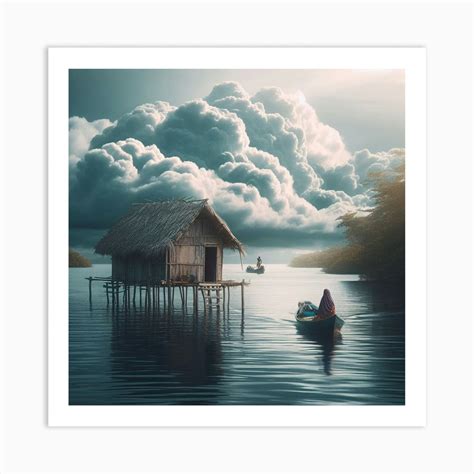house   lake art print  zarqa butt fy