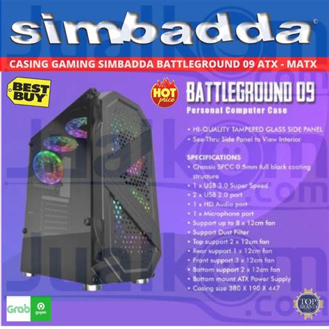 Jual Casing Simbadda Battleground Atx Matx Tempered Glass Computer