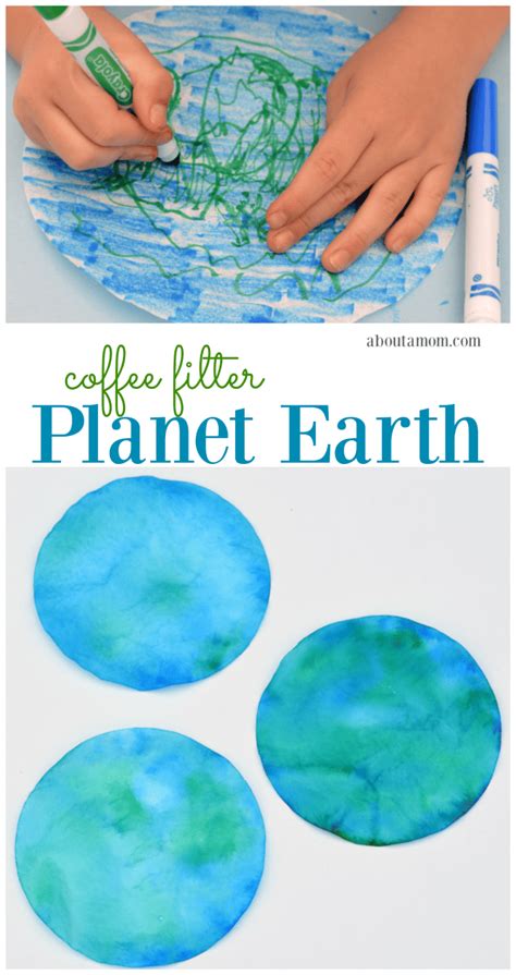 Coffee Filter Planet Earth Day Craft for Kids - About a Mom